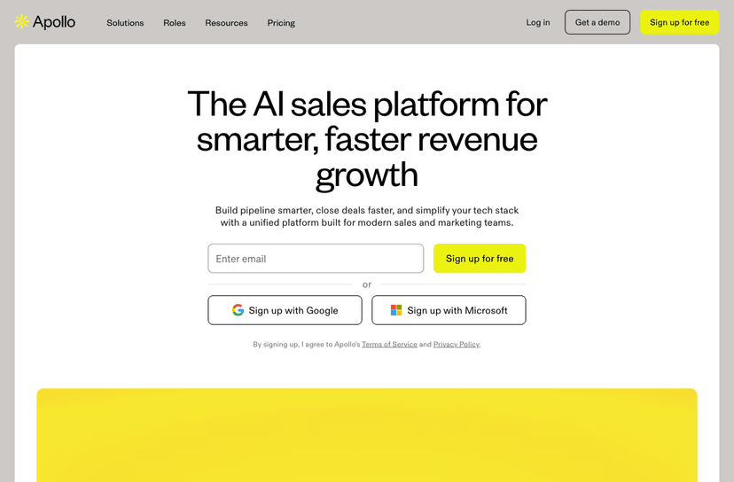 Apollo.io homepage