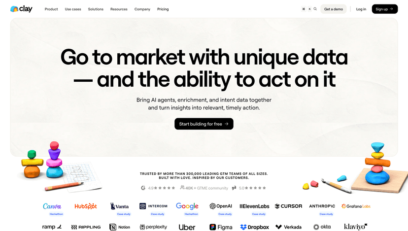 Clay.com homepage