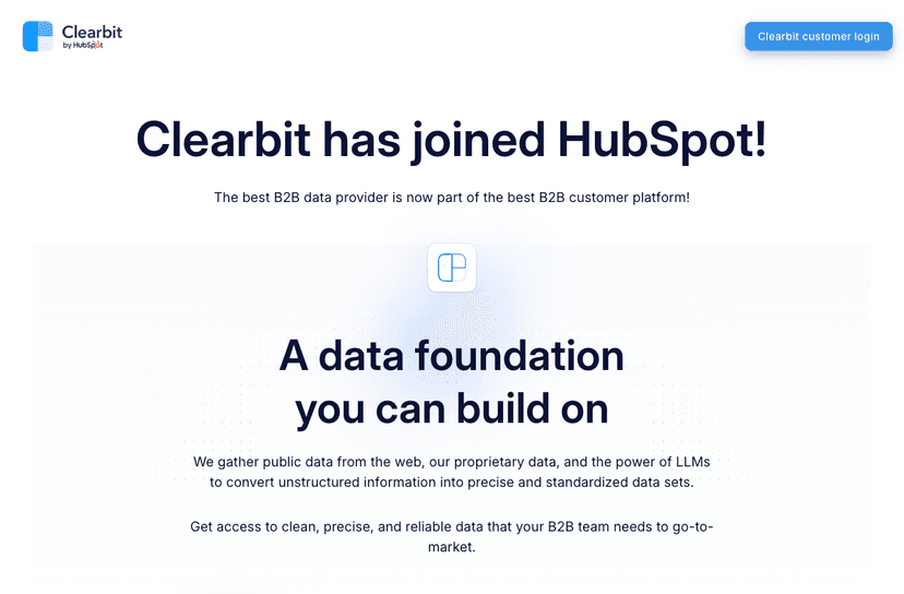 Clearbit homepage