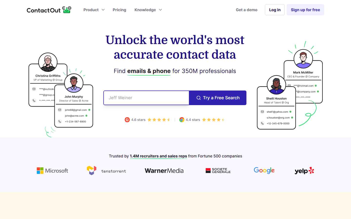 ContactOut homepage hero