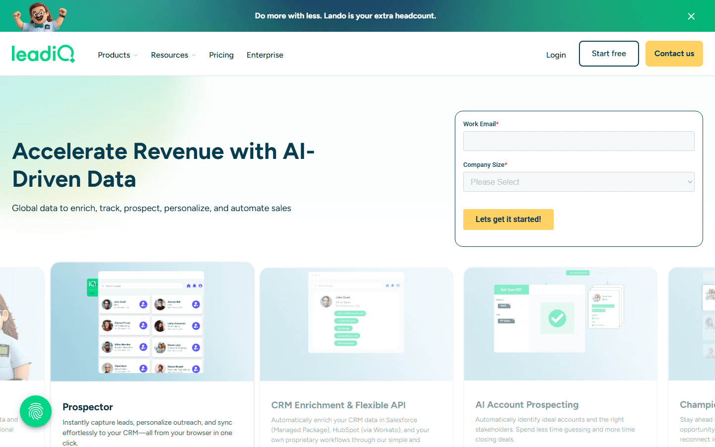 LeadIQ homepage hero