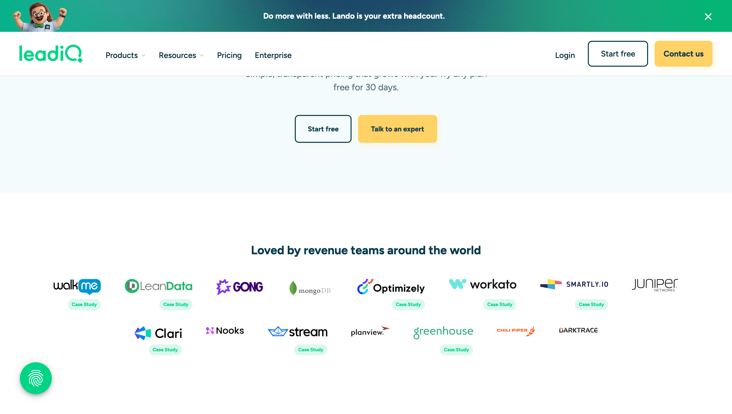 LeadIQ pricing page showing plans and costs