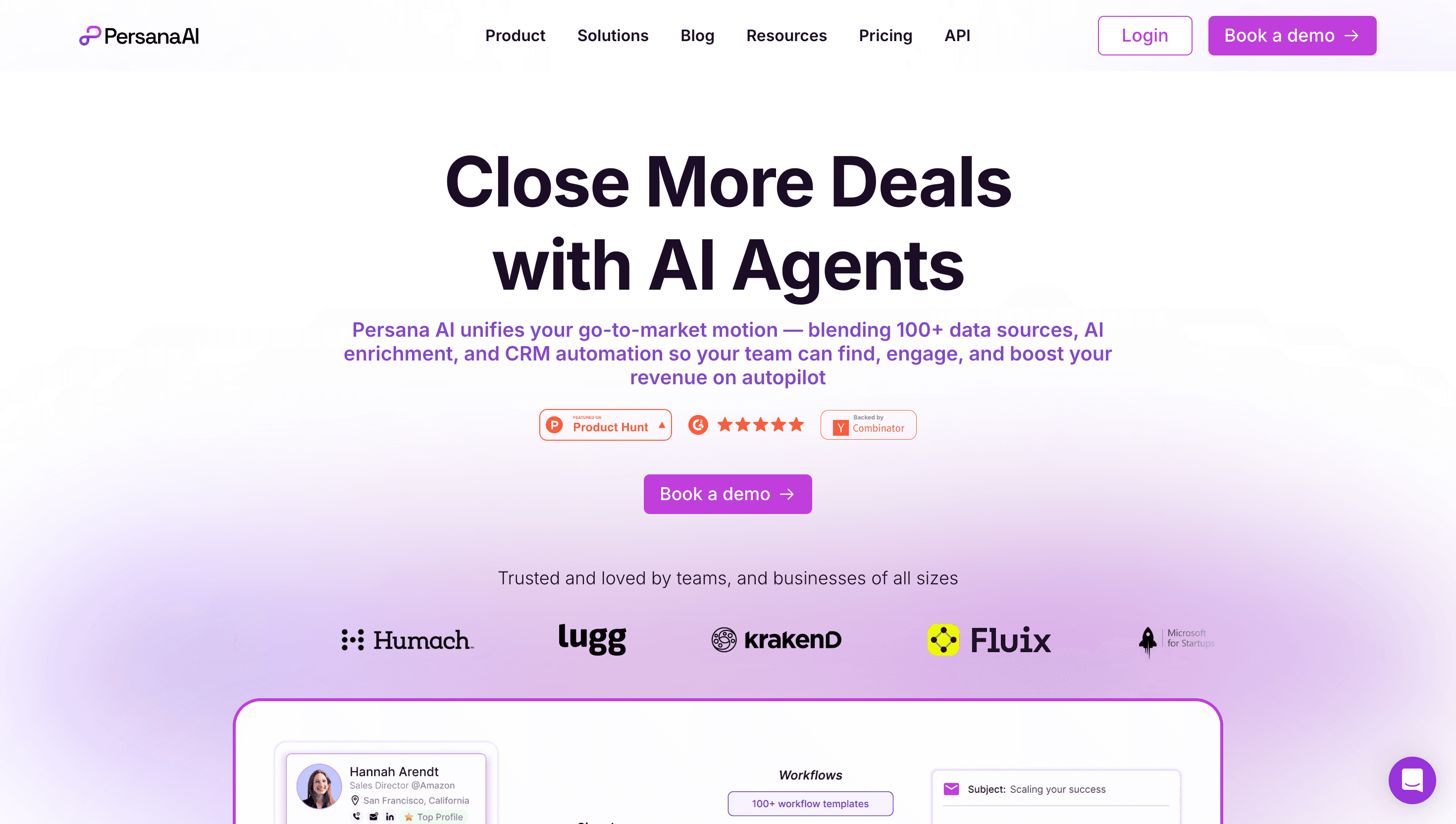 Persana AI homepage