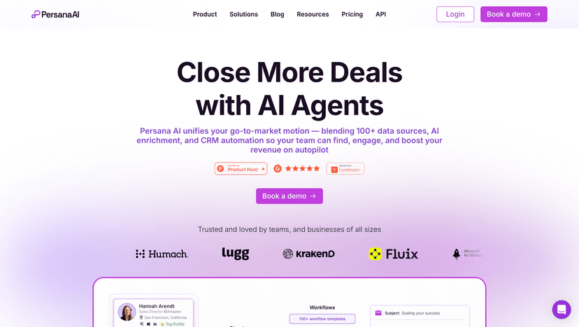 Persana AI homepage