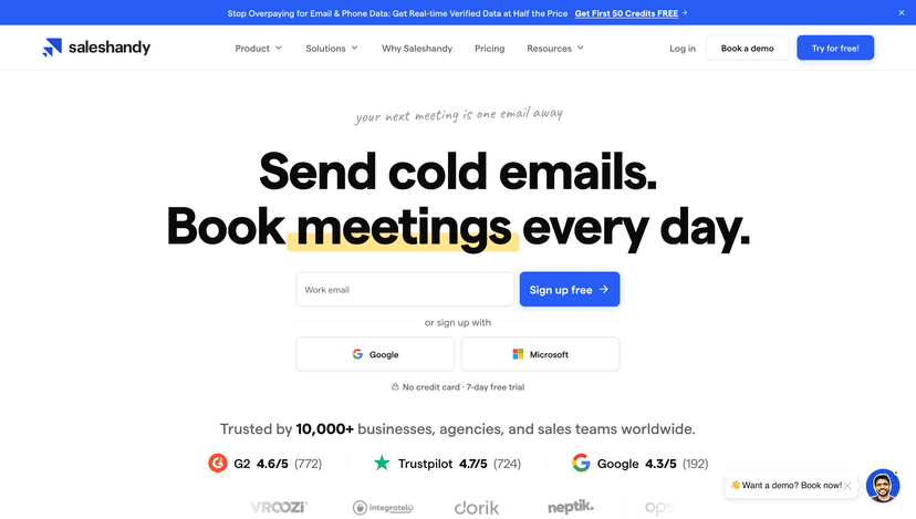 SalesHandy homepage
