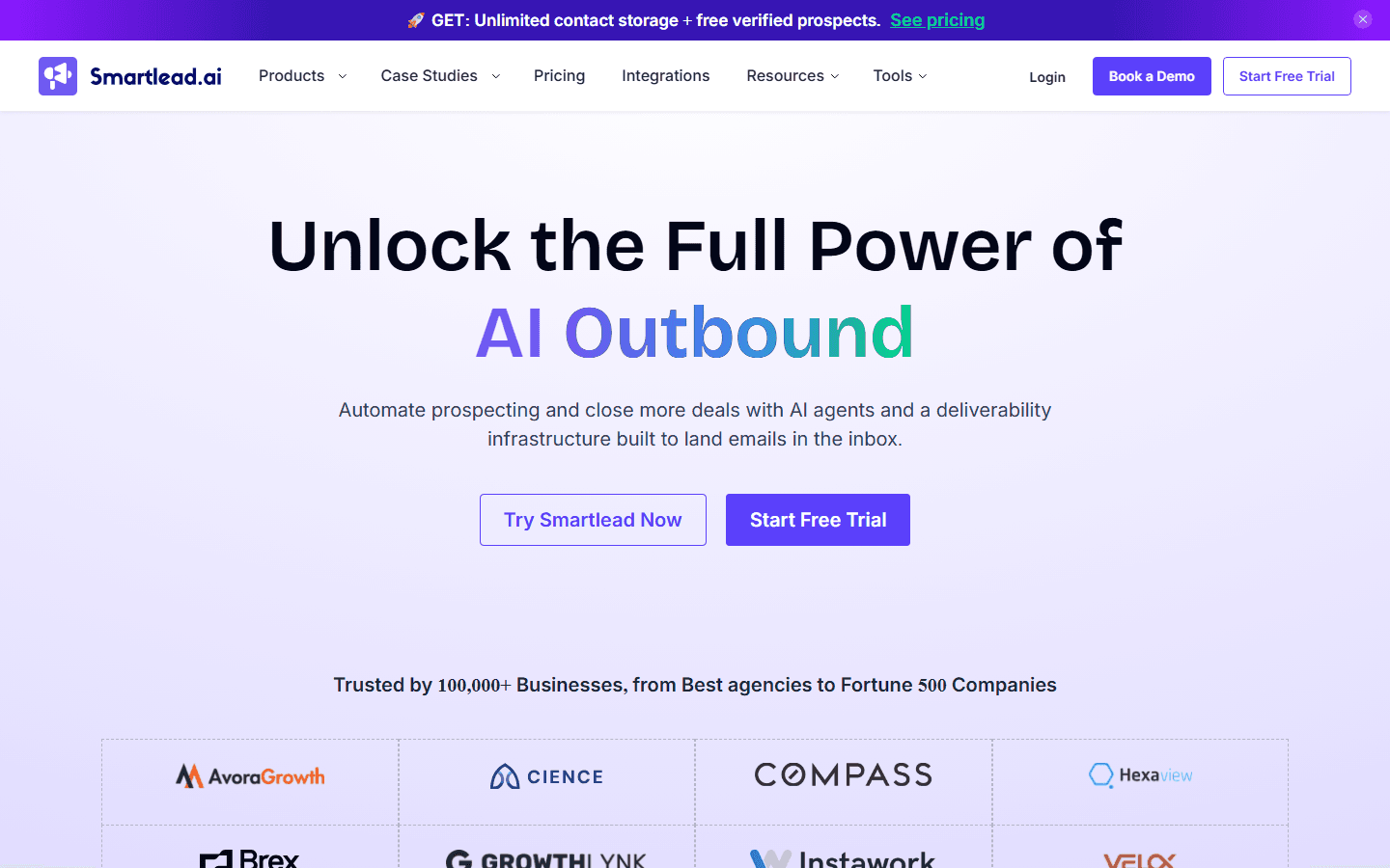 Smartlead.ai homepage hero