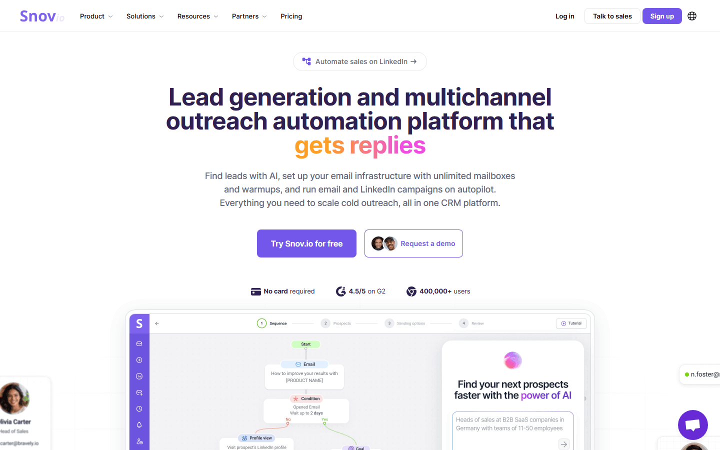 Snov.io homepage hero
