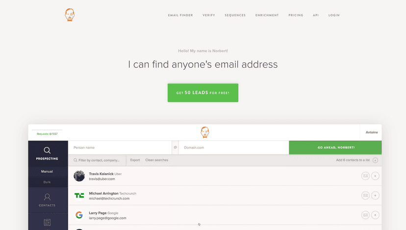 VoilaNorbert homepage