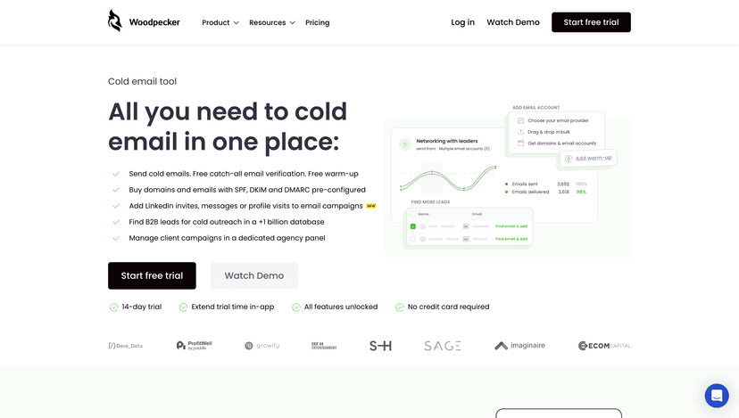 Woodpecker.co homepage